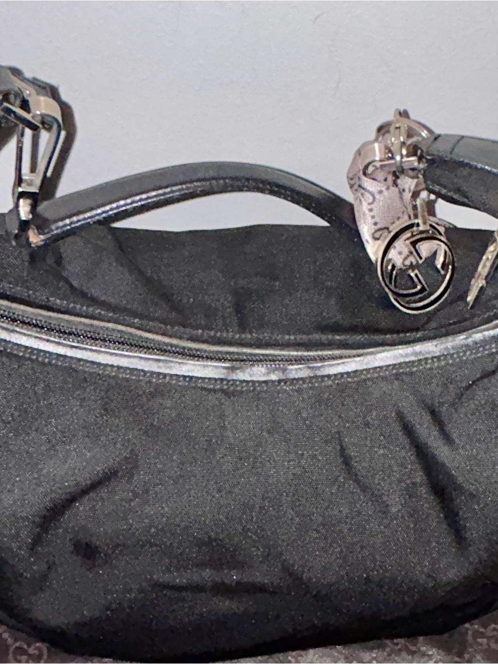 Tom Ford-era Gucci black nylon canvas hobo shoulder bag - Picture 9 of 16